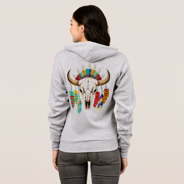Veste À Capuche Buffalo Skull Native American Emblem (Dos entier)