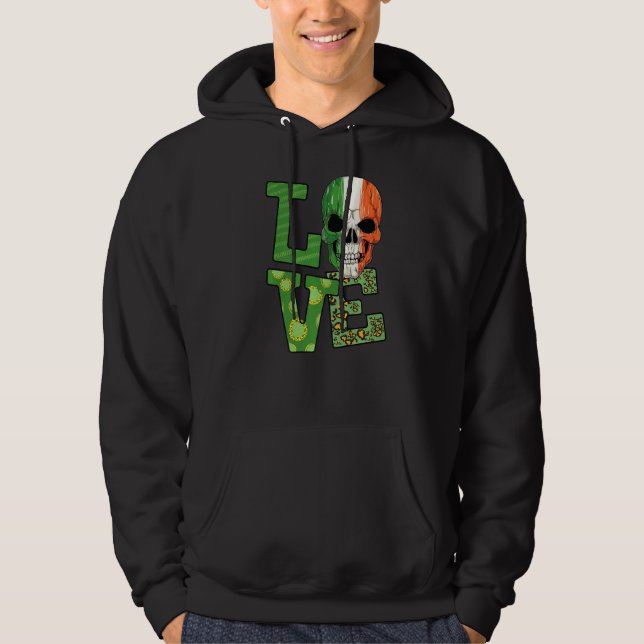 Veste À Capuche Buffle irlandais st patrick d'amour du crâne Plaid (Devant)