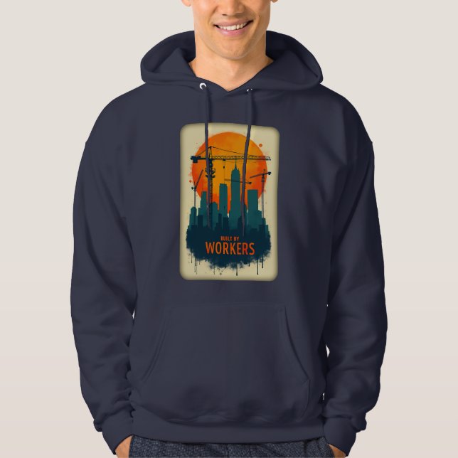 Veste À Capuche Built by Workers City Builder Labor Day Design (Devant)