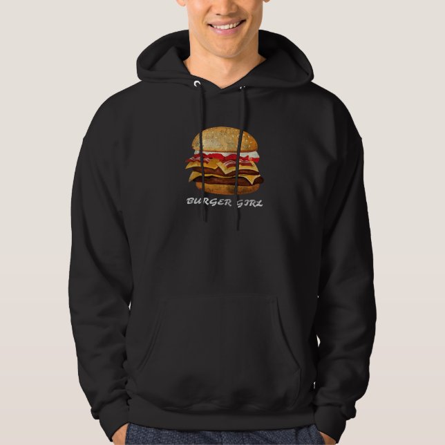 Veste À Capuche Burger Girl Bacon Cheeseburger Hamburge (Devant)