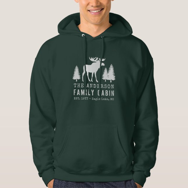 Veste À Capuche Cabine de famille Rustic Moose Pine Trees Silhouet (Devant)