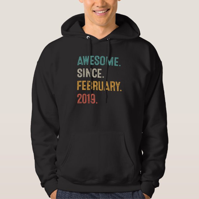 Veste À Capuche Cadeau 4 ans Awesome depuis Février 2019 4e Bi (Devant)
