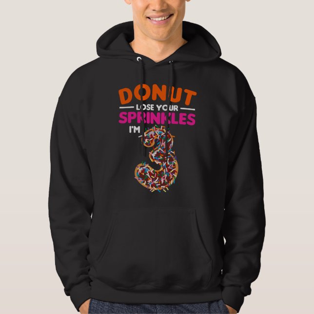 Veste À Capuche Cadeau d'anniversaire 3 ans Donut Perds tes paille (Devant)
