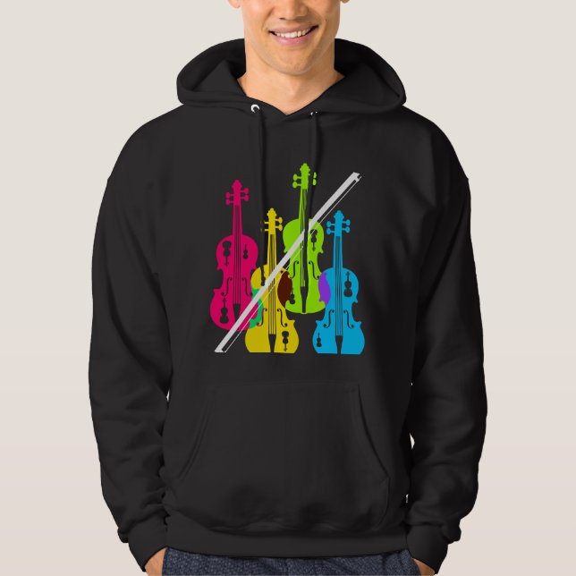 Veste À Capuche Cadeau d'anniversaire multicolore de violons pour (Devant)