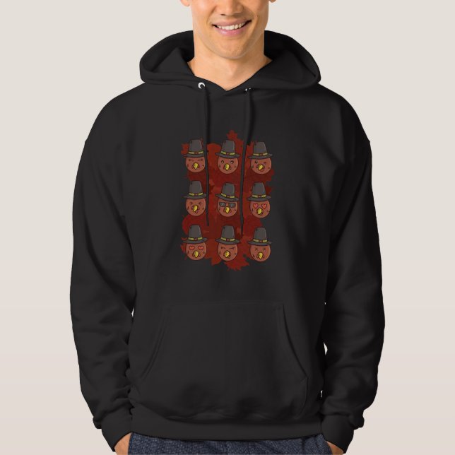 Veste À Capuche Cadeau Émoticône Visage de Dinde de Thanksgiving (Devant)