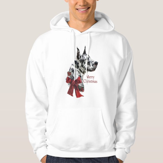 Veste À Capuche Cadeaux de Noël Arlequin Great Dane (Devant)