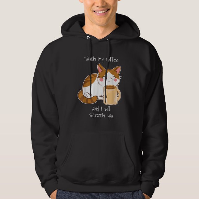 Veste À Capuche Café au chat mignon Lundi Café Caféine (Devant)