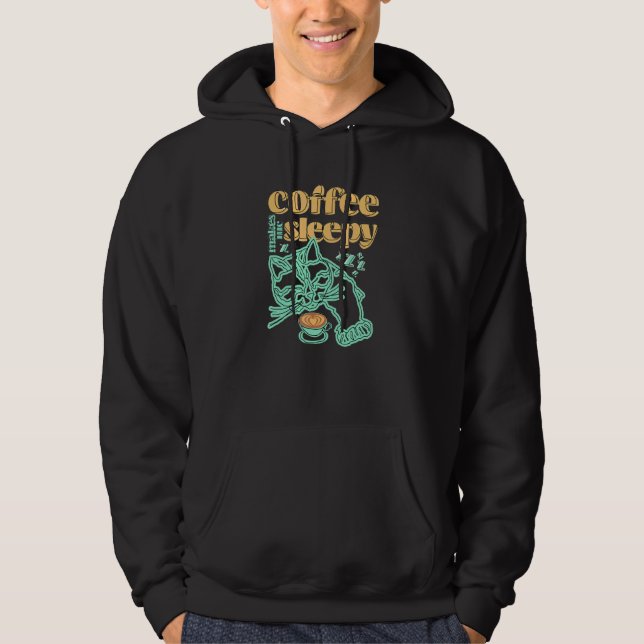 Veste À Capuche Café et Chat  Le café me rend somnolent (Devant)