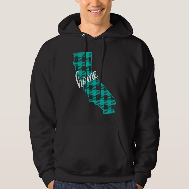 Veste À Capuche California Buffalo Plaid Home State Country Teal W (Devant)