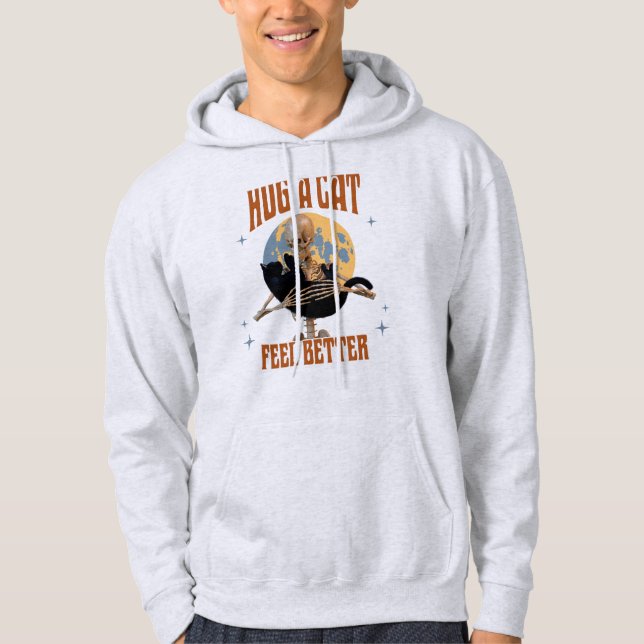Veste À Capuche Câlins de chat pour se sentir mieux Introverti hum (Devant)