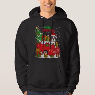 Veste À Capuche Camion rouge Xmas Tree - Éclairage Boston Terrier