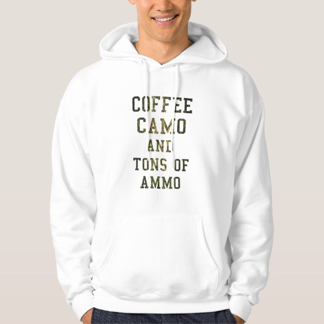 VESTE À CAPUCHE CAMO CAFÉ ET TONNES D'AMMO. (Devant)