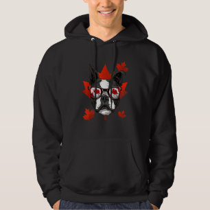Veste À Capuche Canadian Boston Terrier Chien Maple Leaf Patriotiq