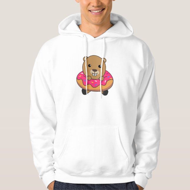 Veste À Capuche Canettes de castor doux Donut rose (Devant)