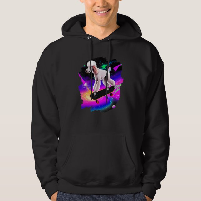 Veste À Capuche Caniche en planche à roulettes dans l'espace rétro (Devant)