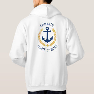 Veste À Capuche Capitaine Ancre Nom du bateau Gold Laurel Deux cô