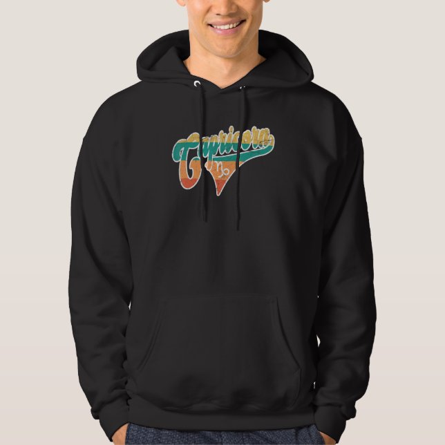 Veste À Capuche Capricorne Rétro Zodiaque Astrologie Horoscope Cap (Devant)