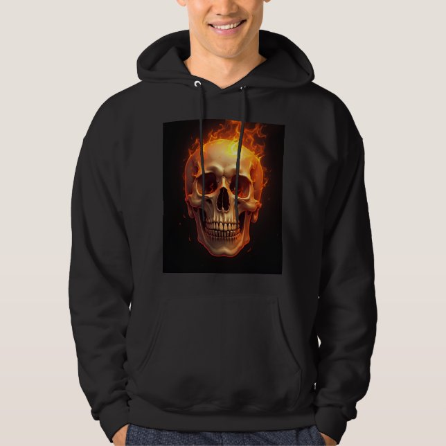 Veste À Capuche capuche à motif de crâne enflammé (Devant)