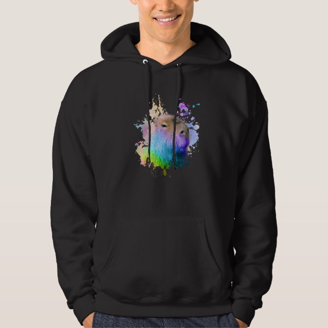 Veste À Capuche Capybara Arc-en-ciel Dégoulinade (Devant)