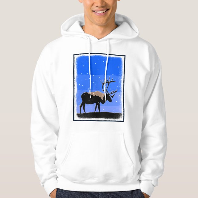 Veste À Capuche Caribou en hiver - Art original de la faune (Devant)
