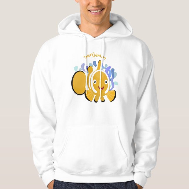Veste À Capuche Caricature d'anénome de poisson clown joli (Devant)