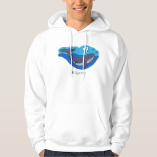 Veste À Capuche Caricature de baleine mignonne et de baleine de ve