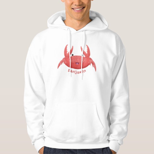 Veste À Capuche Caricature de crabe rouge cuite (Devant)