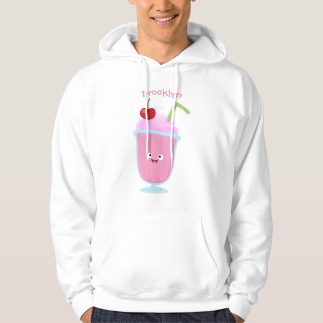Veste À Capuche Caricature de crème glacée de fraise mignonne (Devant)