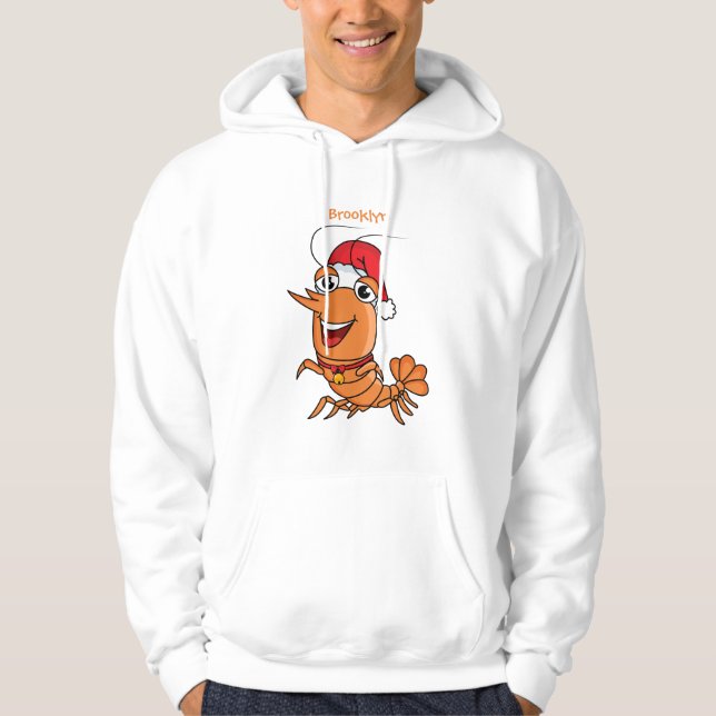 Veste À Capuche Caricature de crevettes de Noël joyeux (Devant)