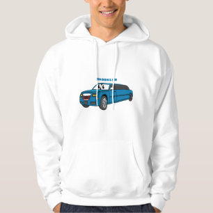 Veste À Capuche Caricature de la Limousine bleu mignonne