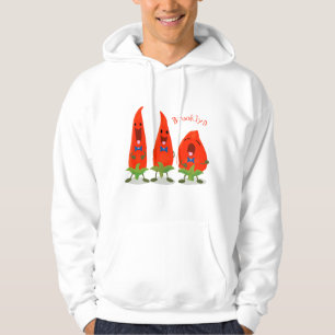 Veste À Capuche Caricature de piments chantants mignons