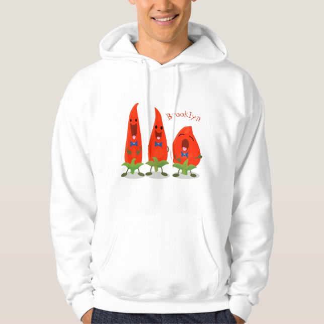 Veste À Capuche Caricature de piments chantants mignons (Devant)