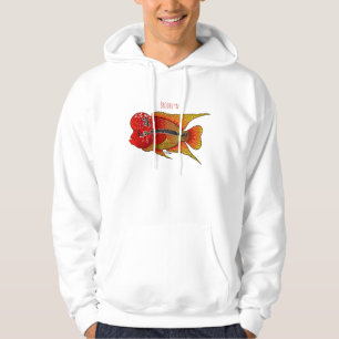 Veste À Capuche Caricature de poisson cichlide à fleur