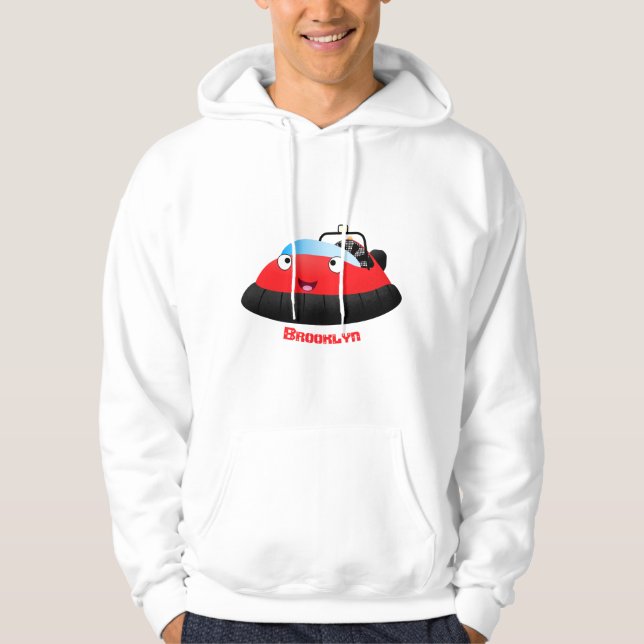 Veste À Capuche Caricature d'hovercraft rouge joyeux (Devant)