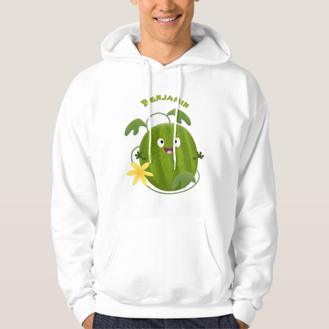 Veste À Capuche Caricature joli et souriant de pastèque (Devant)