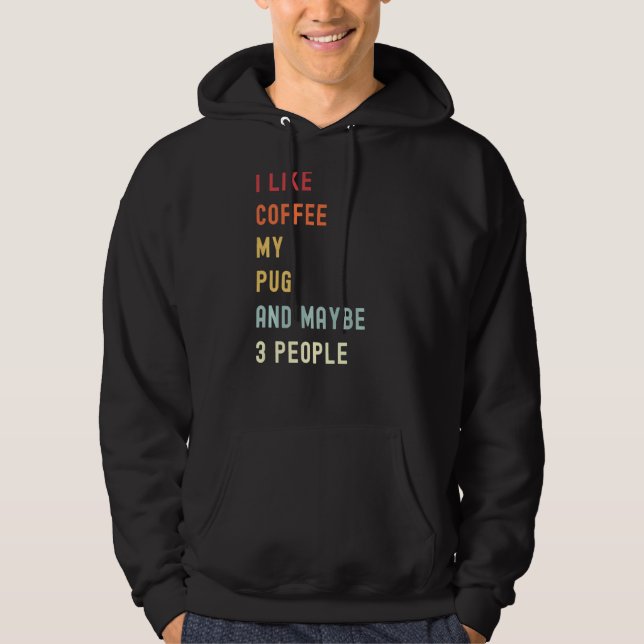 Veste À Capuche Carlin Retro Chien Et Café (Devant)