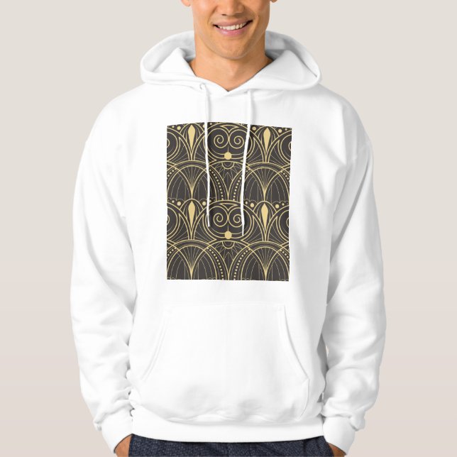 Veste À Capuche Carreaux géométriques Art Déco Luxe. (Devant)