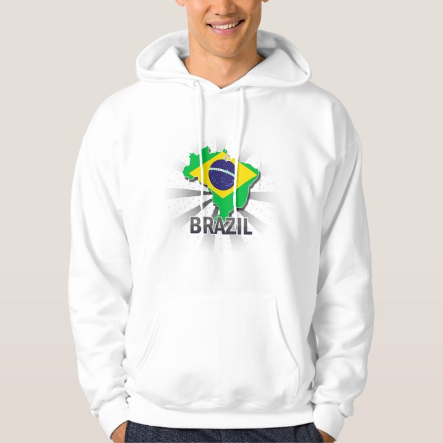 Veste À Capuche Carte 2,0 de drapeau du Brésil (Devant)