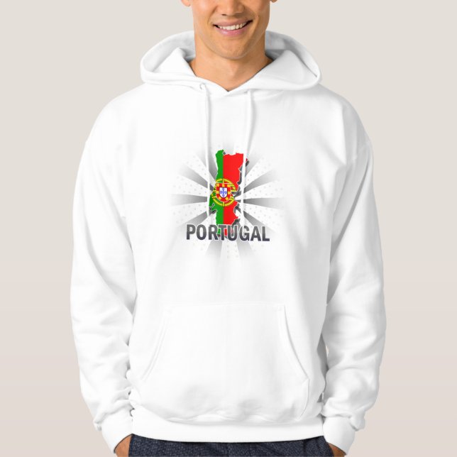 Veste À Capuche Carte 2,0 de drapeau du Portugal (Devant)