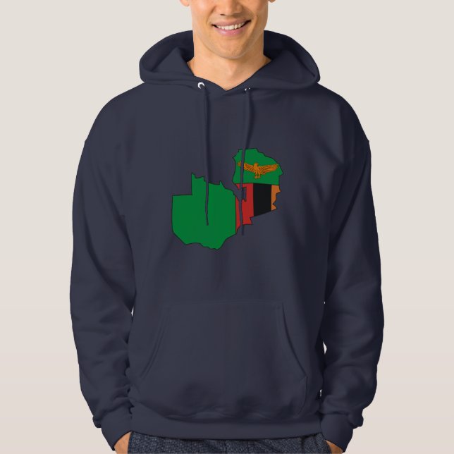 Veste À Capuche Carte de drapeau de la Zambie (Devant)
