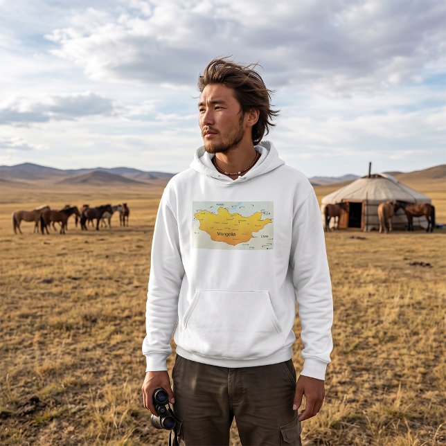 Veste À Capuche Carte de la Mongolie (Créateur téléchargé)