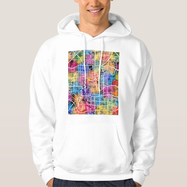 Veste À Capuche Carte de la ville d'Edmonton Canada (Devant)