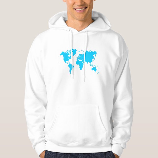 Veste À Capuche Carte du Monde - Bleu Ciel (Devant)