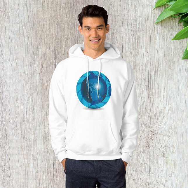 Veste À Capuche Carte du monde Globe Bleu Moderne (Créateur téléchargé)