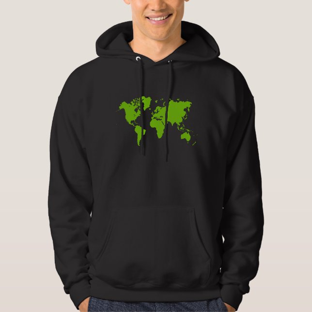 Veste À Capuche Carte du Monde - Vert Martien (Devant)