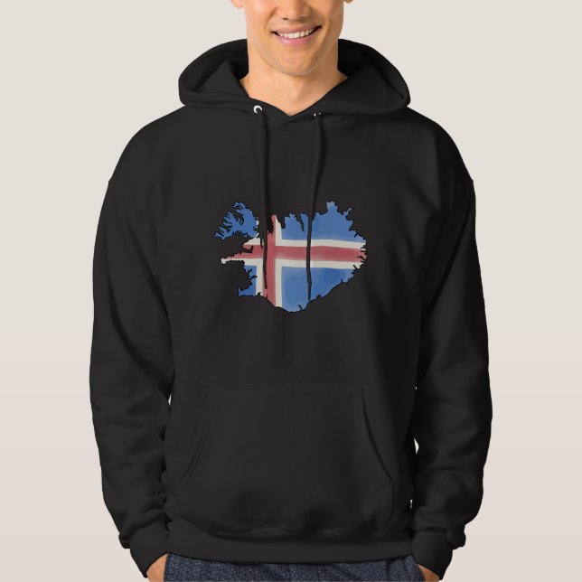 Veste À Capuche Carte et drapeau de l'Islande (Devant)