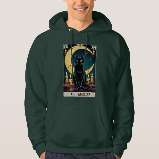Veste À Capuche Carte Tarot Chat Noir éffrayant (Devant)