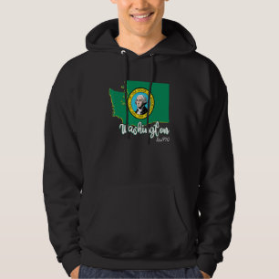 Veste À Capuche Carte Washington États-Unis Washington Drapeau Hom