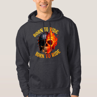 Veste À Capuche Casque Flamboyant Skull Né pour Rouler
