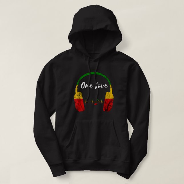 Veste À Capuche Casques Rasta Reggae Musique Jamaïcaine Pride One  (Design devant)
